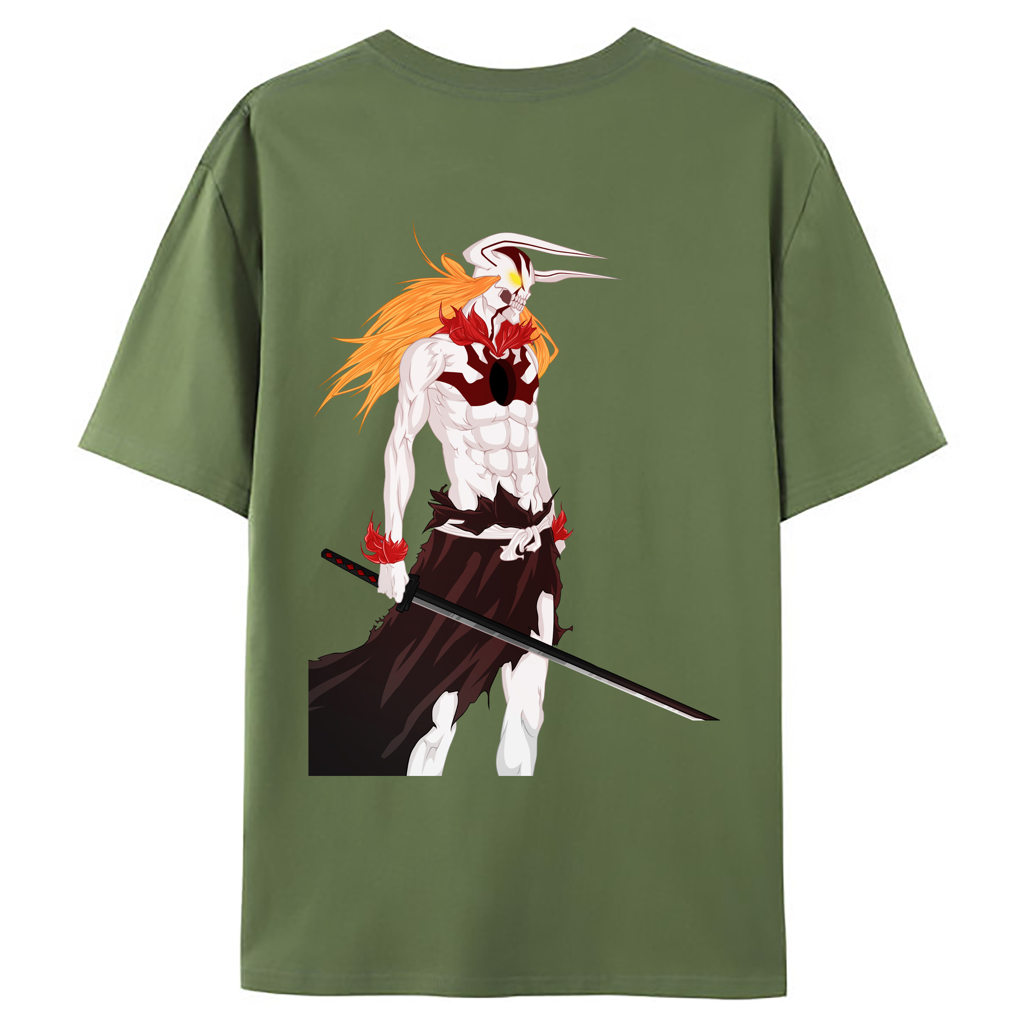 （画像用） ブリーチ 黒崎一護（くろさき いちご）BLEACH Kurosaki Ichigo 綿100％ メンズ半袖Tシャツ（バックプリント） 通気性